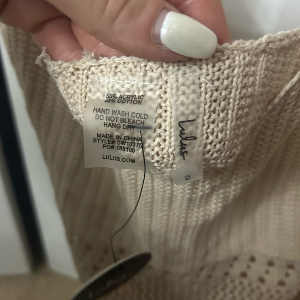 Lulu's Cream Knit Sleeveless Midi Dress - Picture 2 of 4